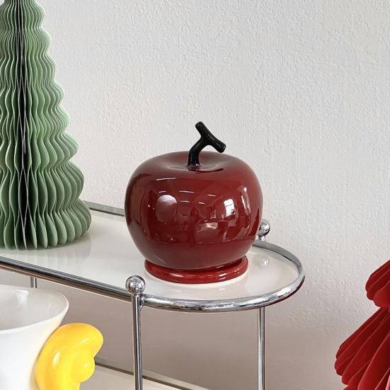 Ceramic Red Fruit Toothpick Dispenser Dental Floss Toothpick Holder Home Office Restaurant Kitchen Desktop Toothpick Organizer Container