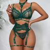 Women's Lace Halter Lingerie & Stocking Set