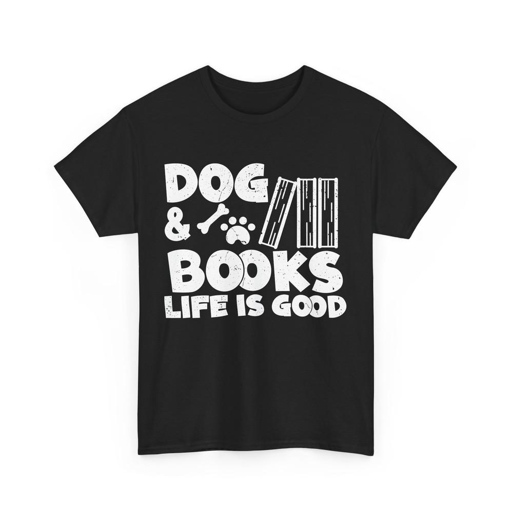 

Dog and Books T-Shirt, Books Dogs Lovers Reading Reader Bookworm T-Shirt M