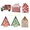 KX4B Christmas Wooden Advent Calendar House with Storage Drawers LED Lighted Countdown Number Ornament Holiday Home Desktop Gift