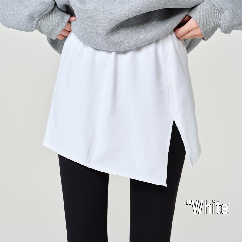 

High-Waisted Irregular Midi Skirt with Hoodie and Sweater Layer – Covers Buttocks and Hips, Spring & Autumn Style Large белый