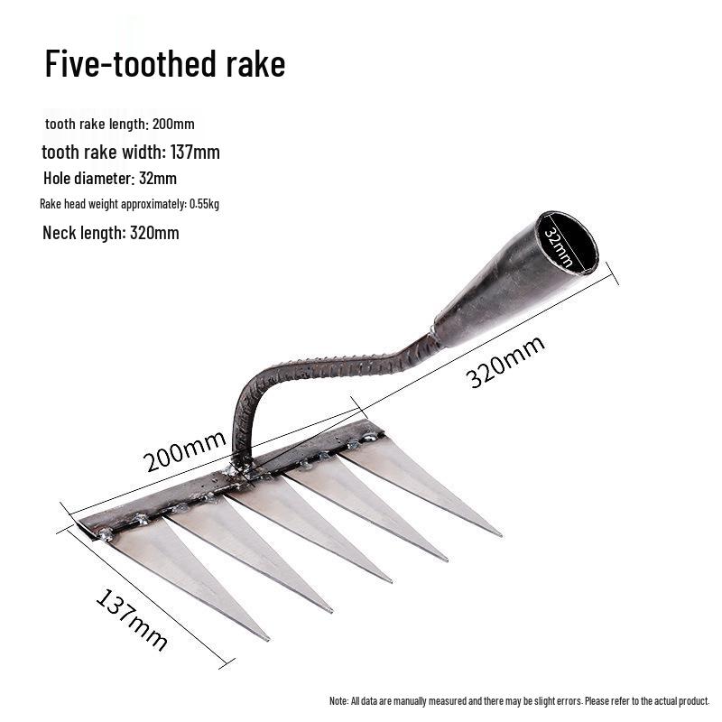 Six-Tooth Steel Weeding Hoe & Root Rake for Soil Loosening and Farming
