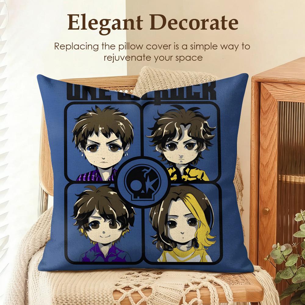 

Band OOne ok rock Cushion Cover Natural Linen Organic Fabric DoubleSided Printing Sofa Home Decor Gift Pillow Case 30x30cm