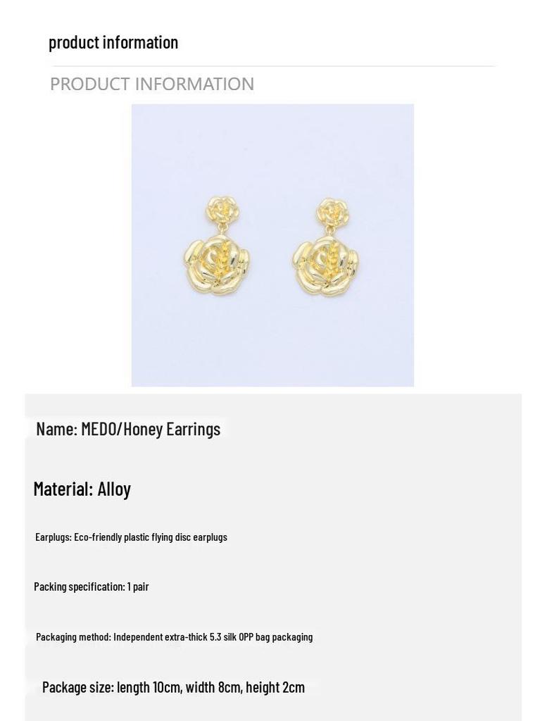 S925 Silver Floral Rose Stud Earrings with Gold Retention for Women