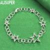 925 Sterling Silver Star-Shaped Side Chain Bracelet Gift Jewelry