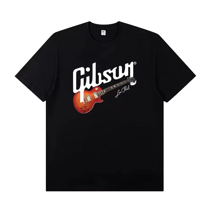 2025 Summer New Slash Collection Gibson Les Paul Casual High Quality Pattern 100% Pure Cotton Printed T-shirt Short Sleeve Y2k