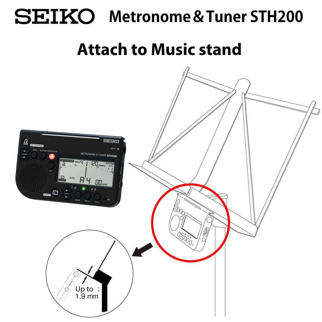 SEIKO Metronome & Tuner Black with Pickup Microphone (2-Piece Set) Special Pack STH200BKSP