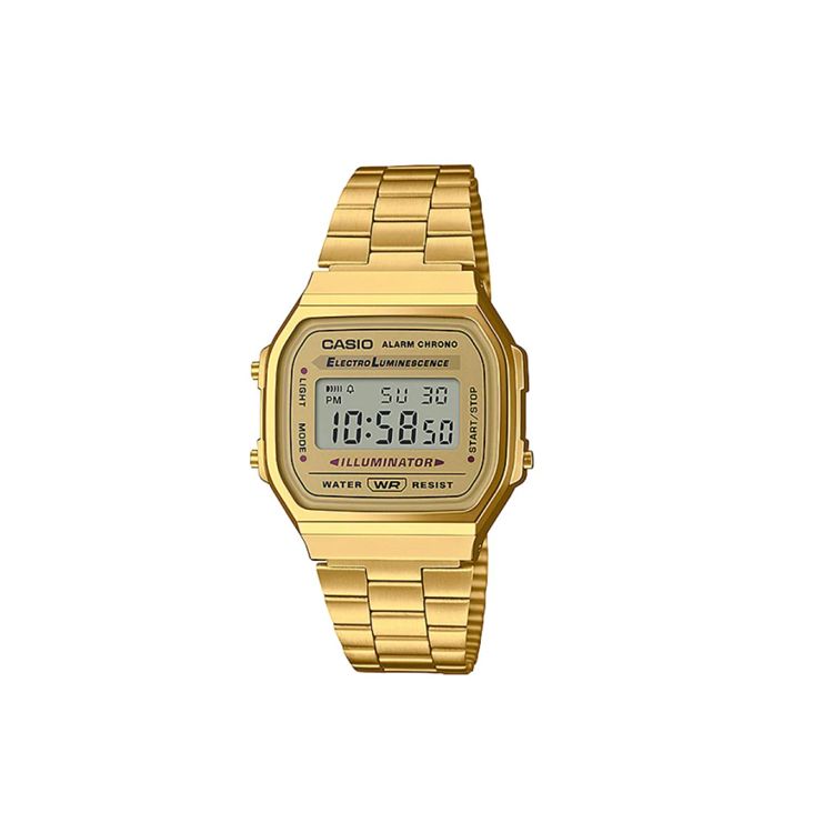 

Casio Vintage A168 Classic Square Retro Quartz Watch Stainless Steel Band Men watches Gold A168WG-9W Metal Watch Box (Free Gift)