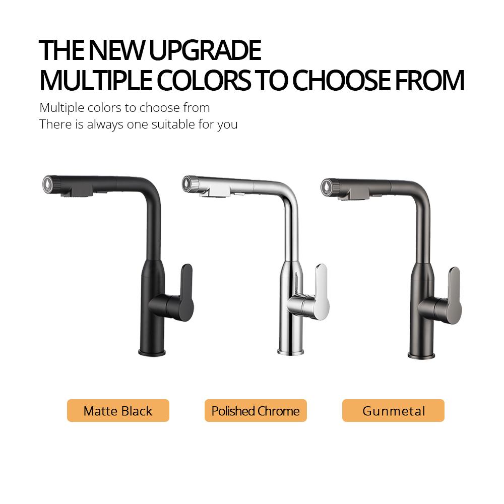 Kitchen Faucet Gunmetal Sink Mixer 360 Swivel Single Handle Pull Out 2 Ways Sprayer Mixer Hot And Cold Tap