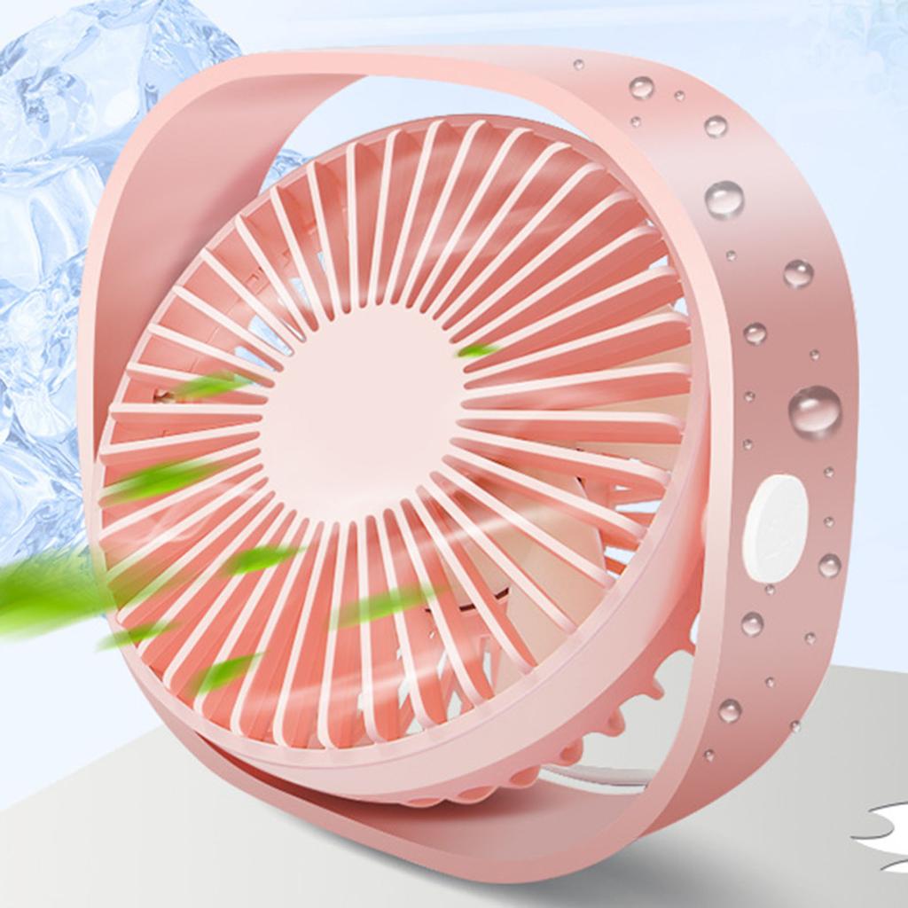 Portable Desktop Fan Mute Three Wind Speed USB Charging Small Fan for Home Office Dormitory Pink
