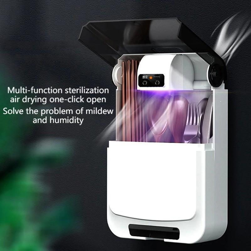 Uv Disinfection Cabinet Kitchen Wall-Mounted Fork Spoons Disinfection Chopstick Rest Drain Rack