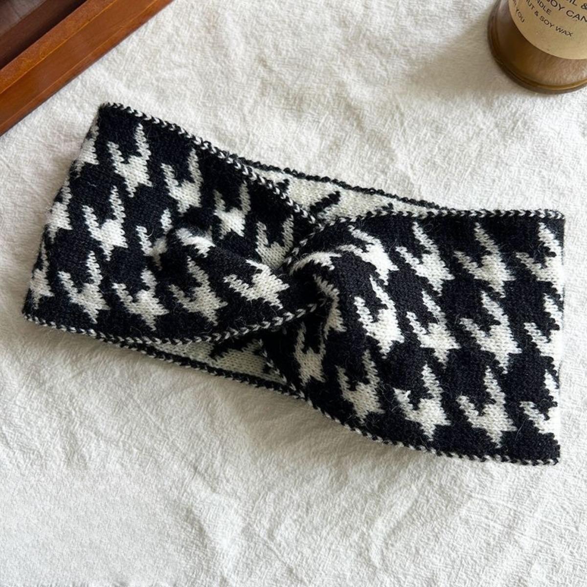 

Headwear, Houndstooth, Yarn, Headband, Women s, Wide Brimmed, Headscarf, Cross, Autumn/winter, Outdoor Headband