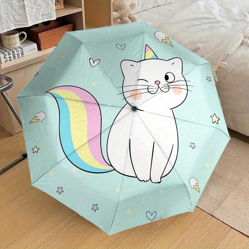 1 Stück Einhorn-Katze-Thema Hochwertiger Regenschirm, Automatisches Öffnen und Schließen, Multifunktionaler Regenschirm G0811281