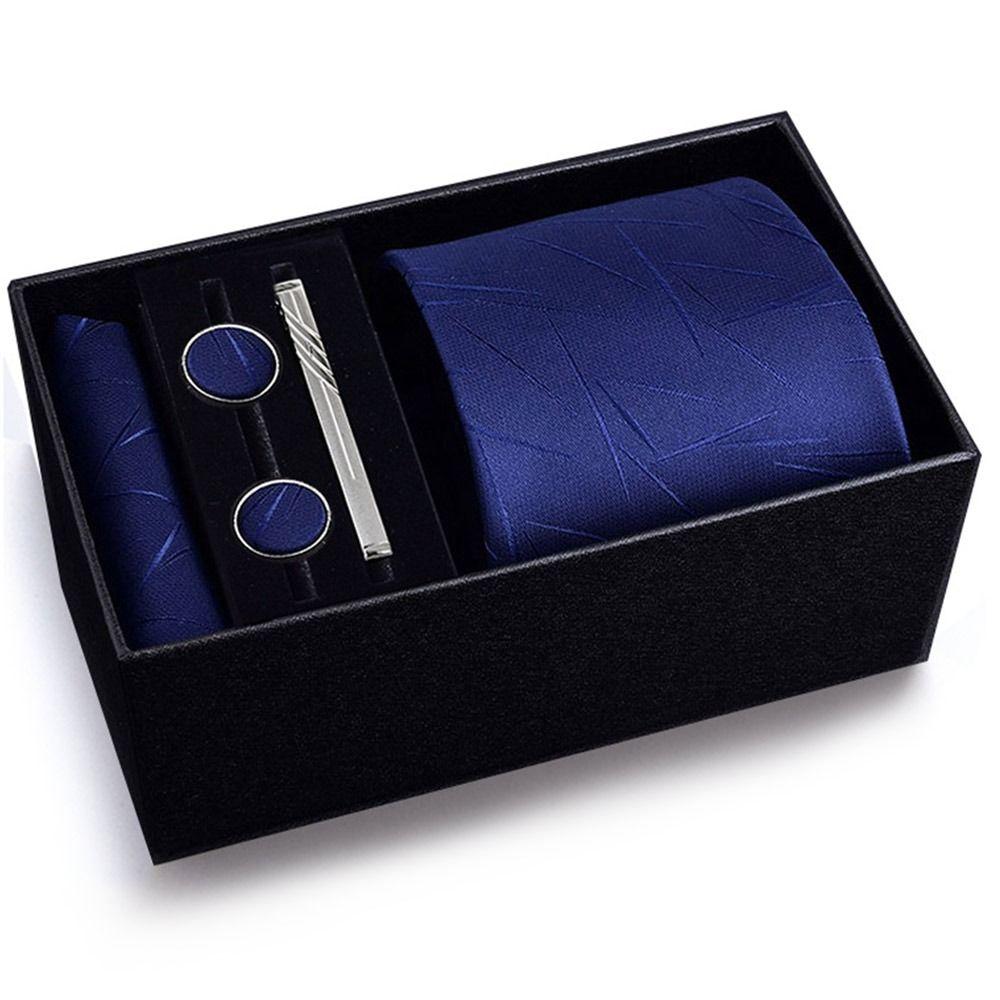 Fashion Handkerchief Wide Tie Sets Tie Clip Handmade Cravat Business Classic Men's Neck Tie Men