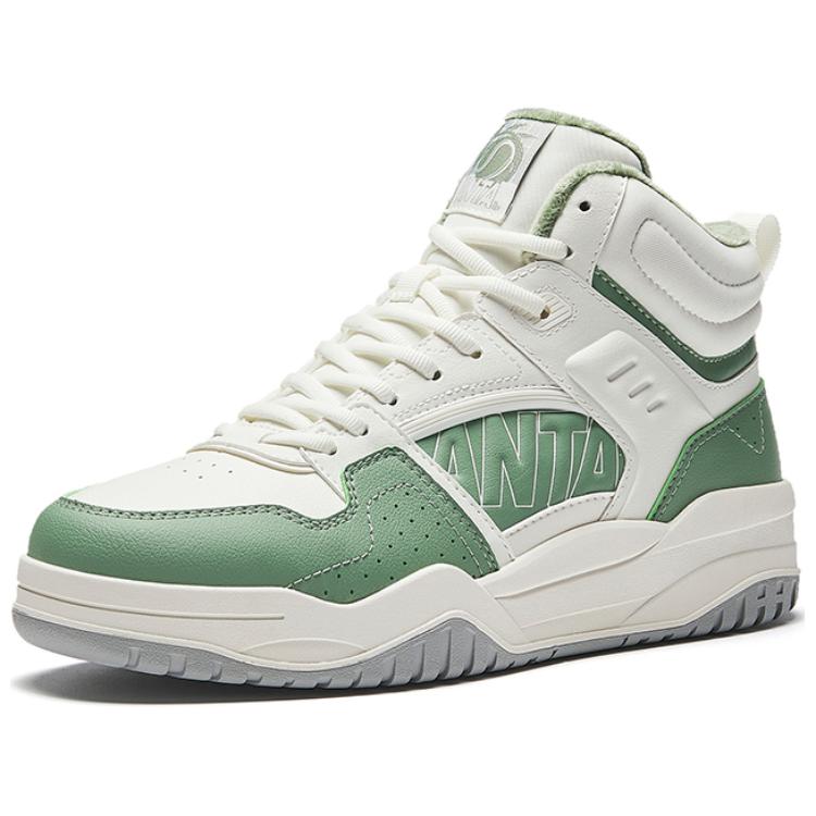 New Anta Slam Wear Resistant Breathable Cushioning High Top Skateboard Shoes Women's White Green 122448972-2