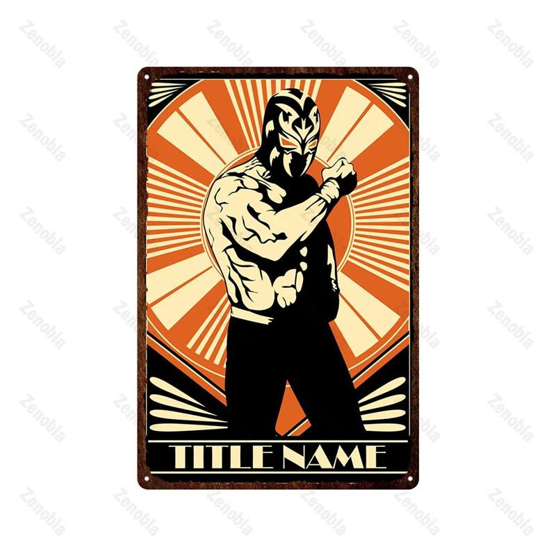 Trening Mięśni Fitness Metalowy Znak Podnoszenie Ciężarów Boks Sport Metalowa Tablica Tabliczki Sztuka Podnoś Ciężkie Blaszane Plakaty Siłownia Bar Wystrój Domu