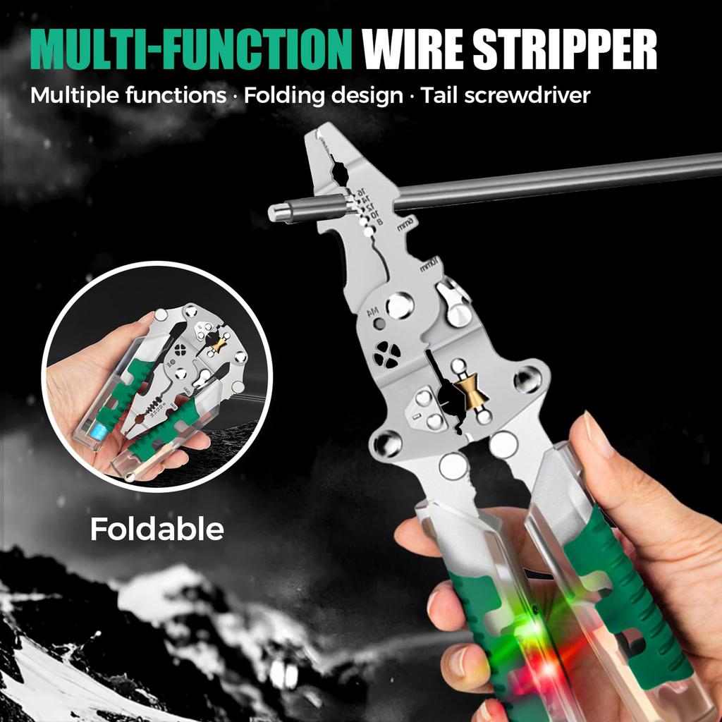 Professional Electrician Wire Stripper Foldable Wire Stripper Electrical Pliers for Cutting Stripping Crimping Wires