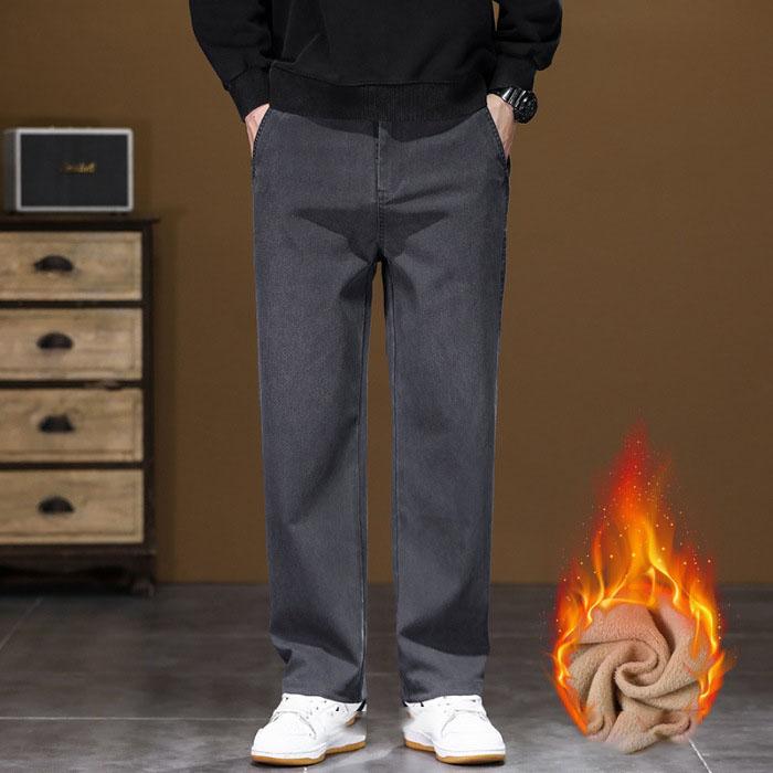 Herren Lyocell Gerade Locker Elastischer Bund Jeans Herbst Winter Mode Marke Bequeme Vielseitige Hosen