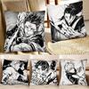 Black White Comic Jujutsu Kaisen Pillow Case Square Pillow Bedroom Sofa Leisure Comfort Cushion Car Home Decoration