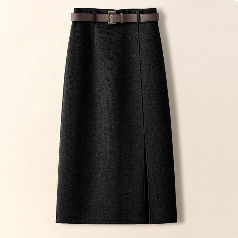 

Ретро шерстяная юбка-миди А-силуэта кофейного цвета, женская, Осень/Зима 2025, в костюмном стиле, с разрезом и облегающим по бедрам кроем S