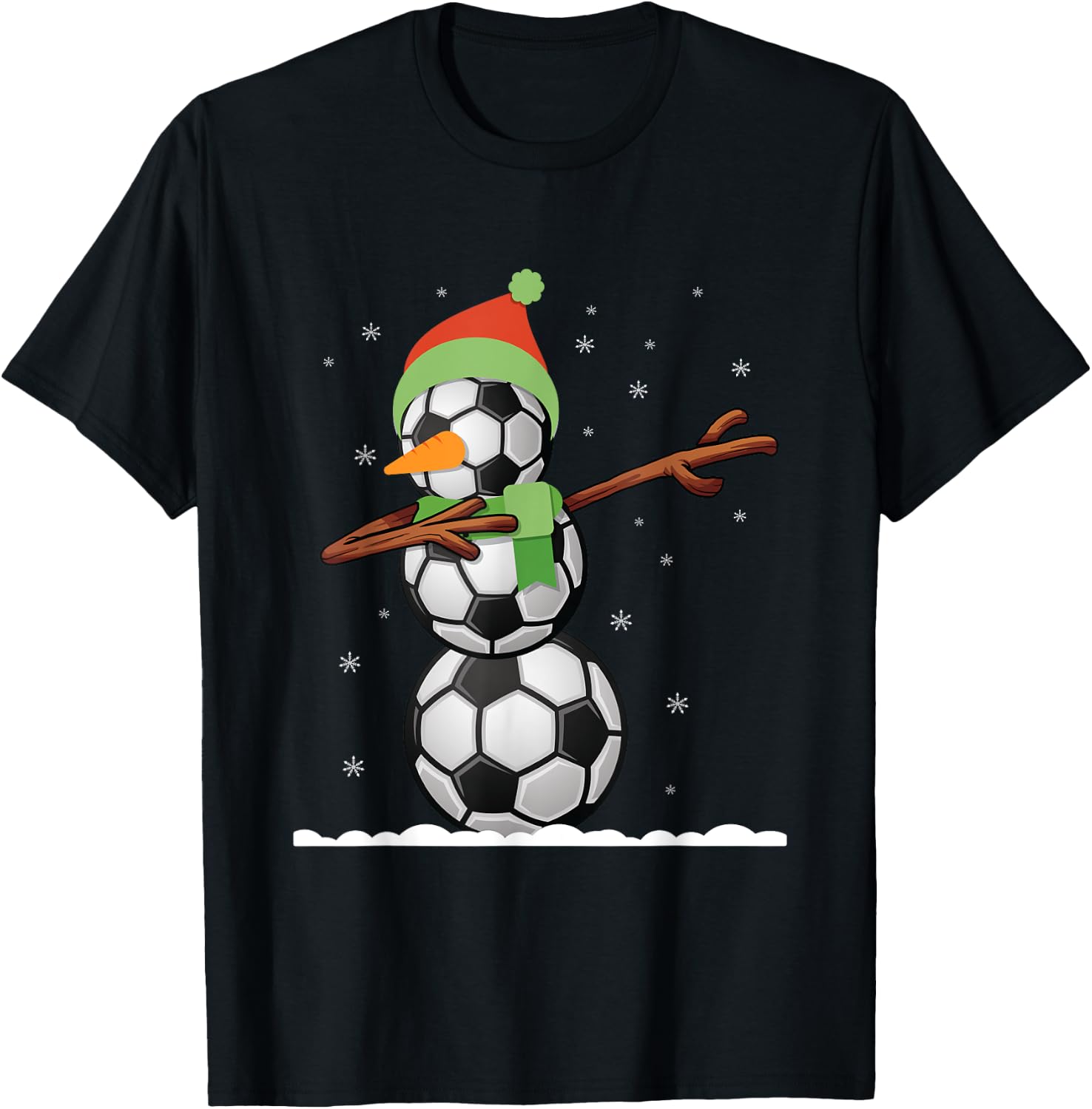 Dab Snowman Made Of Soccer Balls Funny Christmas T-Shirt Unisex T-Shirt XXL