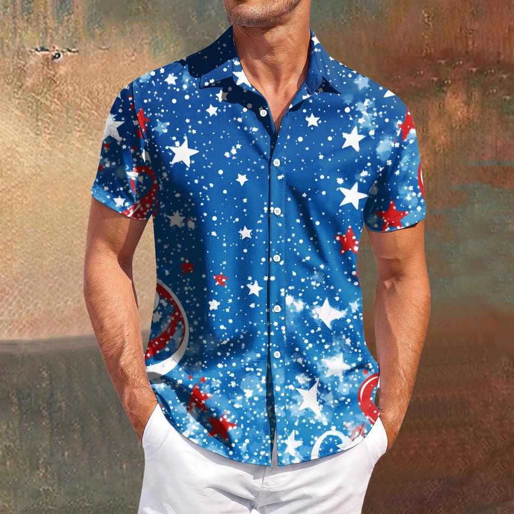 Męska koszula z krótkim rękawem casualowa, wąska, modna, męska, w kratę