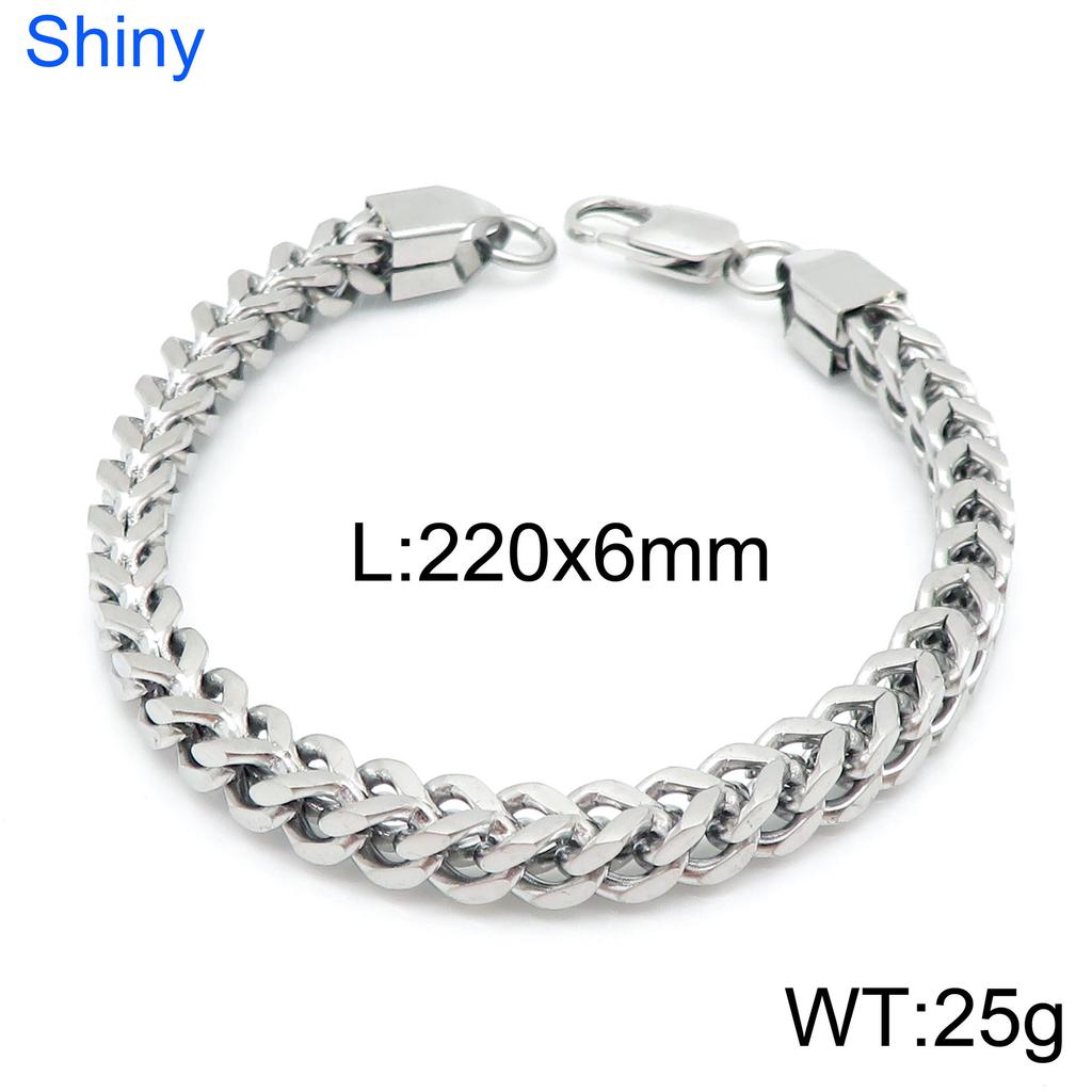 Premium Stainless Steel Front And Back Chain Bracelet, Simple Vacuum Plated Keel Chain, Japanese Buckle Men'S Jewelry