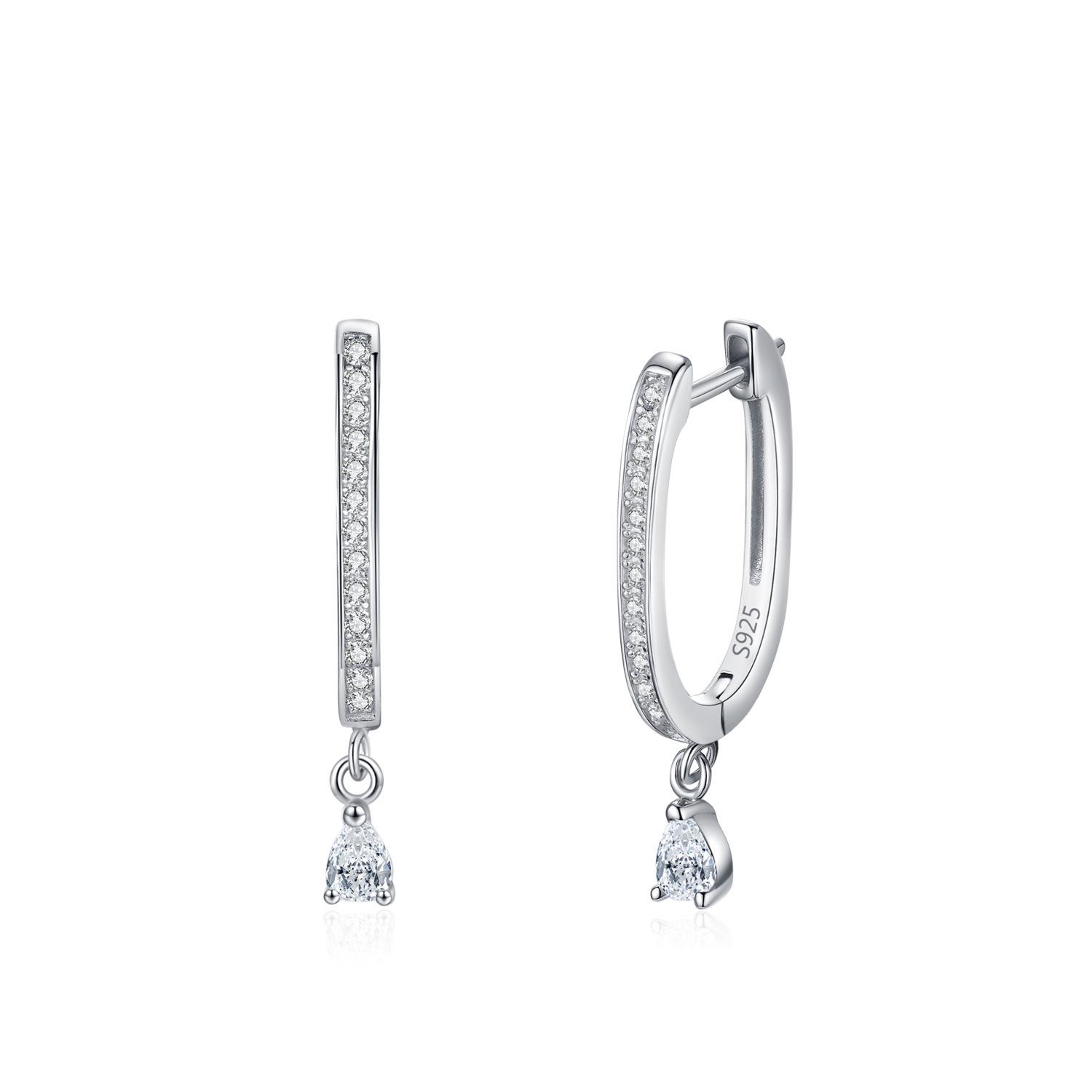 S925 Sterling Silver Water Drop Zircon Earrings: Elegant Design for Women, Light Luxury, Versatile European and American Style Jewelry. 925 Silver