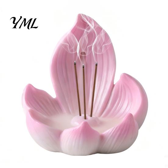 Backflow Incense Cones Lotus Burner Holder, Resin Cone Diffuser, Desktop Spiritual Home Decor Aromatherapy Holder for Yoga Meditation Tea Room Bedroom