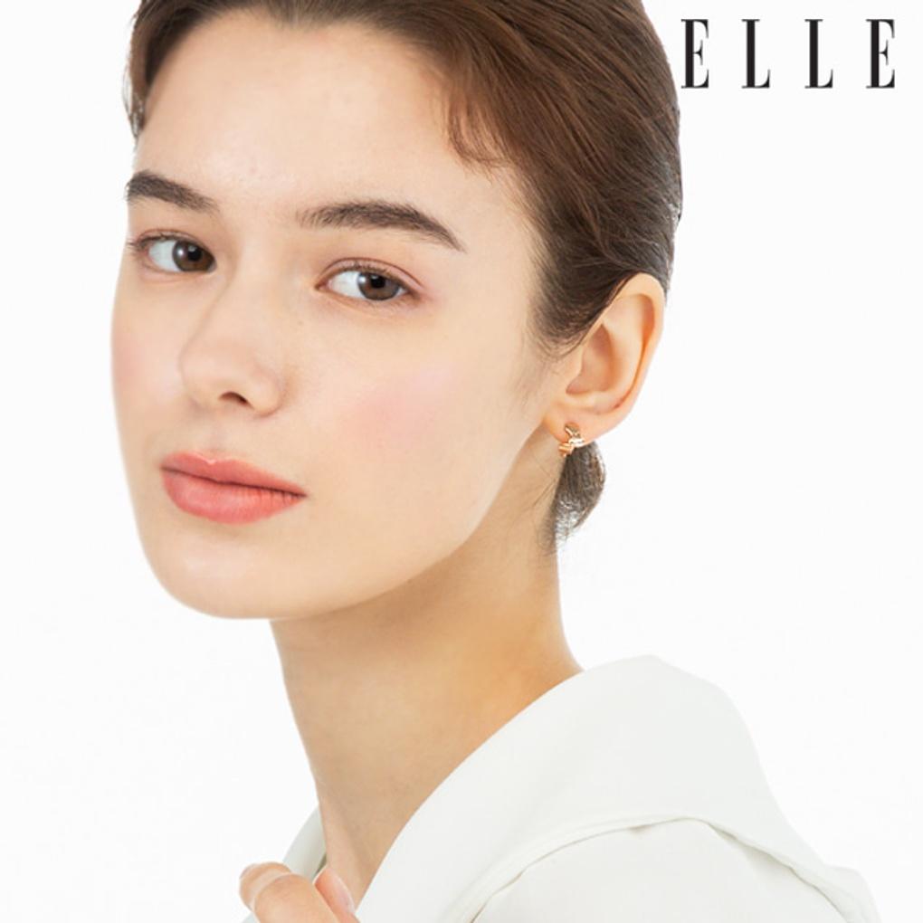 18K Triple Hexagon Line One-Touch Earrings EL18EE037