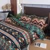 3pcs Boho Bedding Set Striped Geometric Duvet Cover and Pillowcases in Brown Ethnic and Traditional Style Soft Cozy Quilt Covers