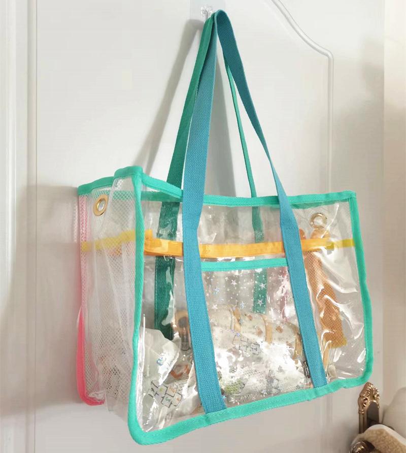 

Children Sand Away Protable Transparent Bag Kids Toys Storage Bags Swimming Large Beach Bag for Towels Women Cosmetic Makeup Bag синий