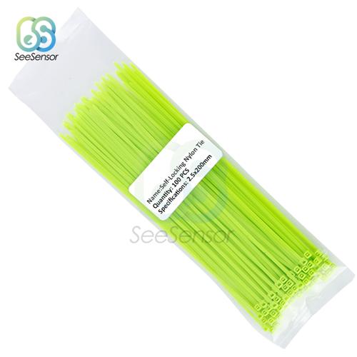 100pcs 200mm Self-locking Nylon Cable Ties 8 Inch 12 Color Plastic Wire Zip Tie 18 Lbs Binding Wrap Straps