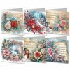 6Pcs/Set 2D Flat DIY Diamond Painting Greeting Card Kit Rhinestone Decorated Flower Pattern Diamond Painting Greeting Cards