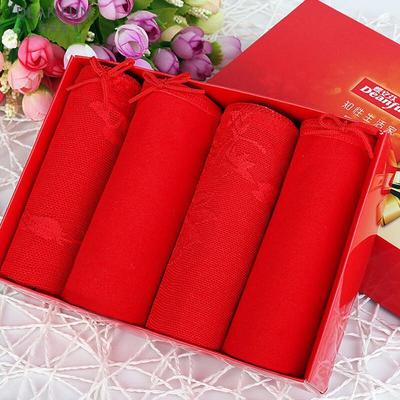 Deanfun Women's Red Cotton Lace Underwear 4-Pack Gift Set