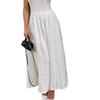 French temperament white cotton and linen vest skirt women's summer new round neck waist A pendulum skirt long skirt women's clothing