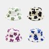 Leisure Plush Cute Bucket Caps with Little Print Flowers,Women Autumn Winter Stars Warm Fishmen Hat Thick Faux Fur Skullies Hats