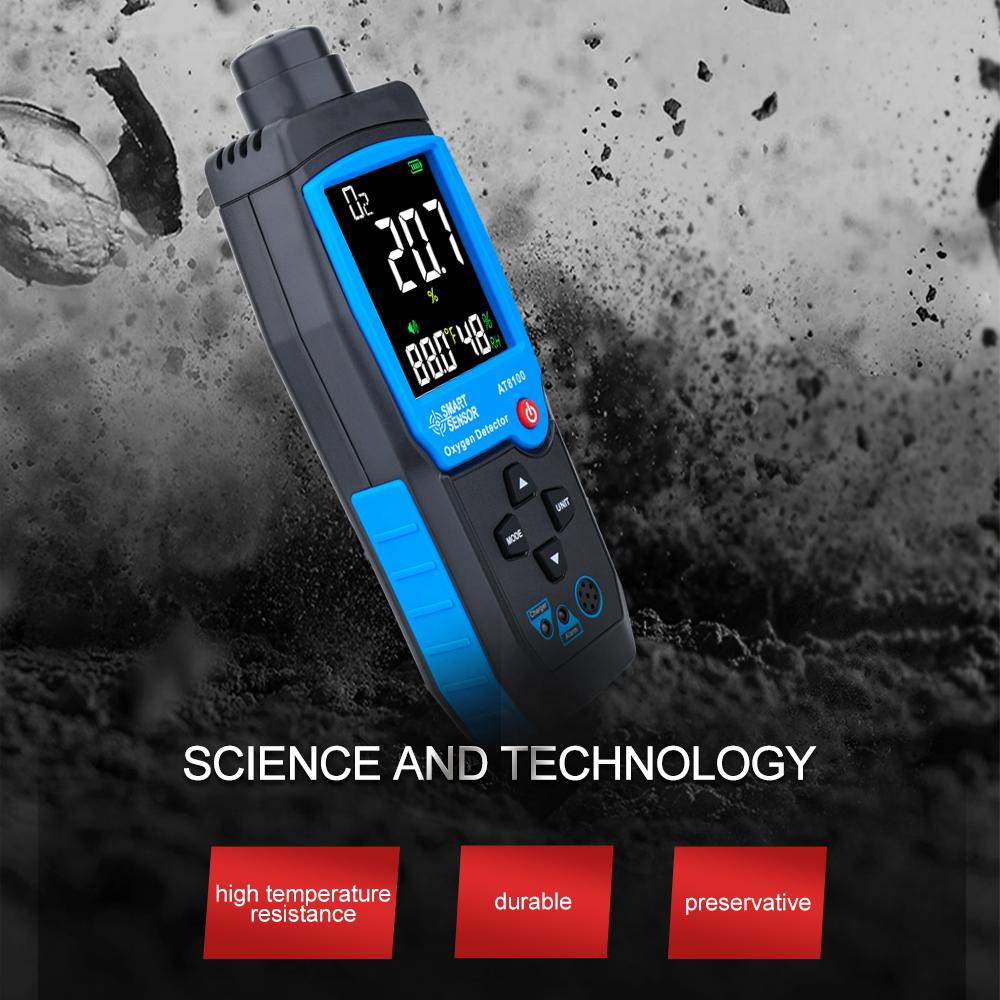 2026 Portable Smart Sensor Digital Oxygen Meter O2 Gas Detector Sound Light Alarm Gas Monitor Air Quality Meter with Temperature LCD Display for Home