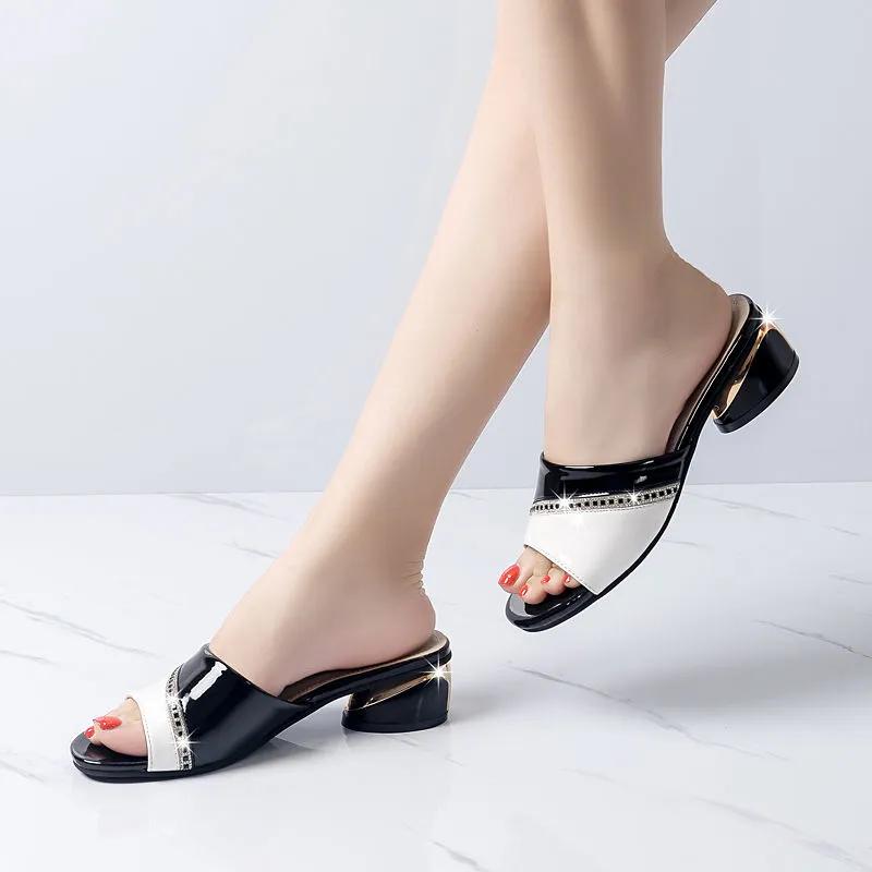 Sandales Femmes Women Fashion High Quality Peep Toe High Heel Sandals Ladies Spring Comfort Pu Leather Sandals A5979