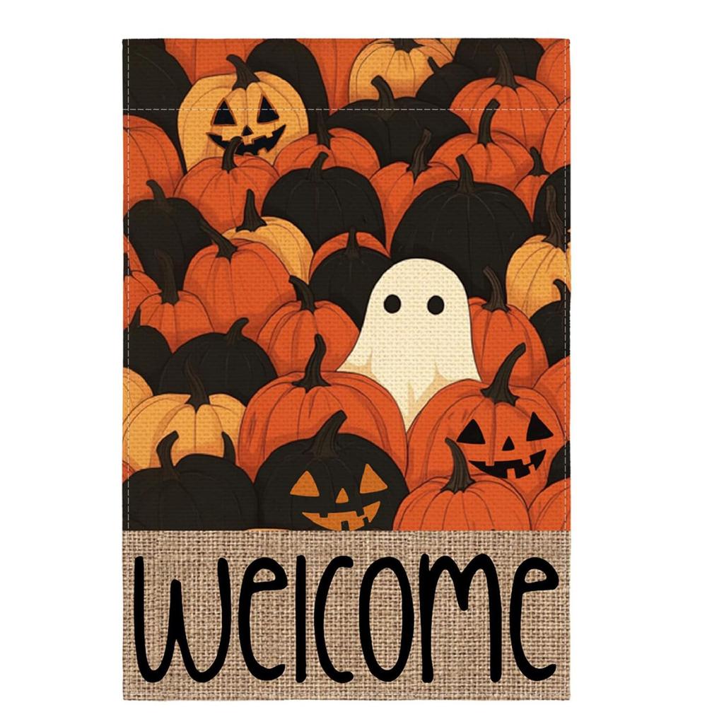 Fall Halloween Garden Flag with Cute Print, Outdoor Yard Decoration