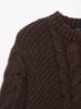 Retro European & American Style Cable Knit Sweater with Big Sleeves for Women