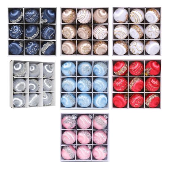 9 Pcs 3.15 Inch Christmas Ball Ornaments Glitter Sequin Xmas Hanging Foam Ball Decorations for Wedding Party Holiday Home Office Decor