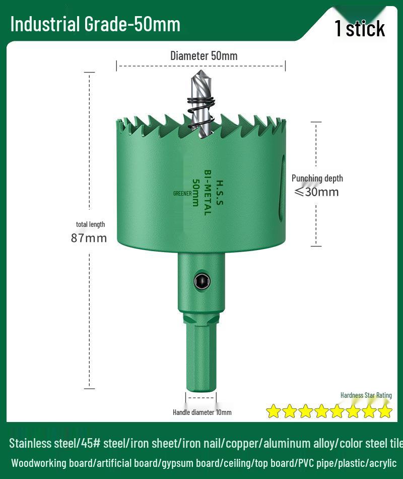 Green Forest Hole Saw Drill Bit for Metal, Wood, Plastic, and Gypsum Board