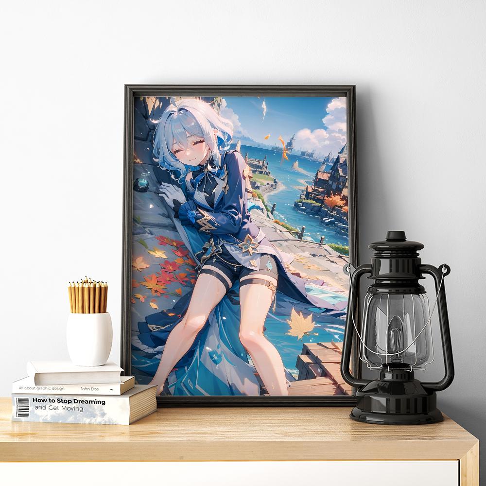 1pc Popular Anime Game Cute Girl Furina Genshin Impact Poster HD Posters Home Room Bar Cafe Decor Art Wall Painting Picture