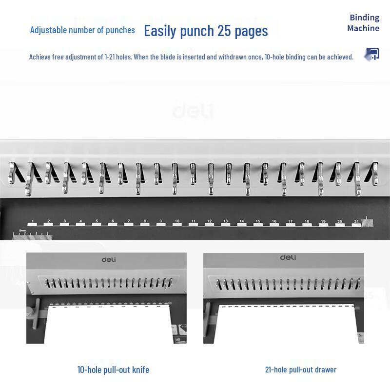 Deli 3874 Effort-Saving Comb Binding Machine CN Plug (adapter Included)