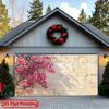 2D Bougainvillea Stone Wall Garage Door Cover Mediterranean Floral Banner