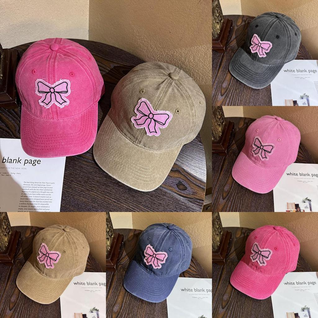 Stylish Bow Cotton Duckbill Cap Sun Protection Baseball Cap With Curved Brim