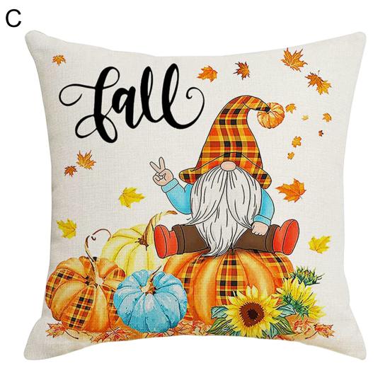 Cushion Case Single Side Printed Decorative Flax Fashion Farmhouse Thanksgiving Home Cushion Case Daily Use