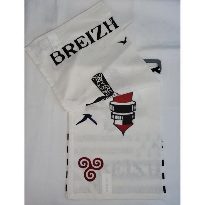 Torchons - Bigouden Breizh - Lot de 2 - 50 x 70 cm - 100% coton - Multicolore