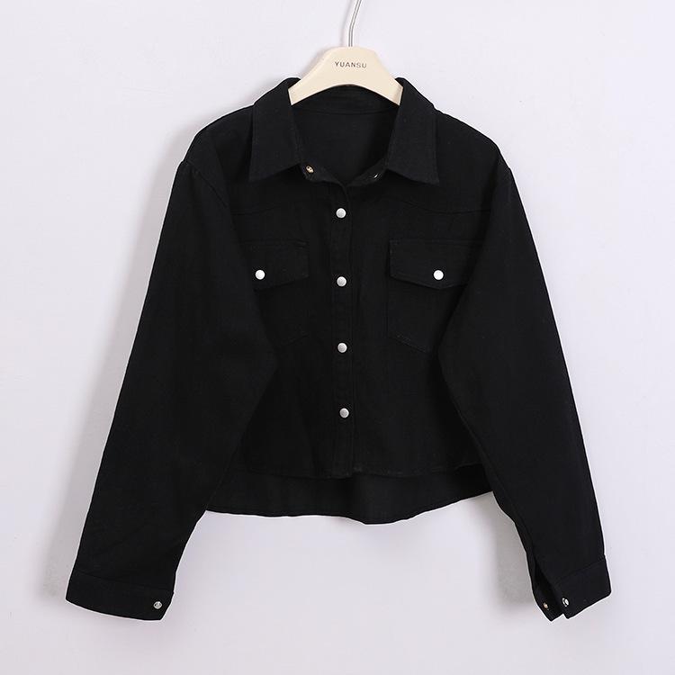

Autumn/Winter Red Petite Slimming Turn-Down Collar Cotton Jacket for Women One Size чорний
